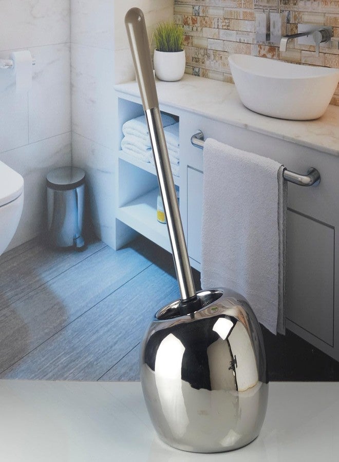 Kookee Ceramic Toilet Brush Holder for Bathroom, Silver (10221) - Image 4